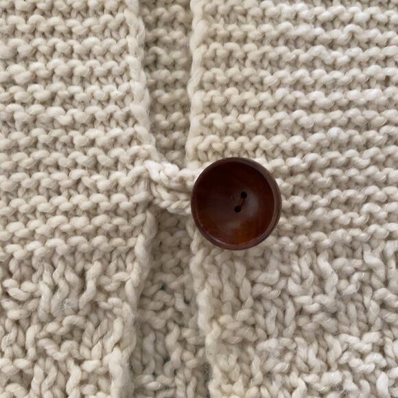 FREE PEOPLE RARE! Handmade Fisherman’s Wool Cardigan Sweater Duster Cream XS - Picture 6 of 9